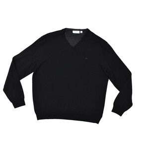Calvin Klein Men's Italian Merino Wool V-Neck Pullover Sweater Black Size XXL